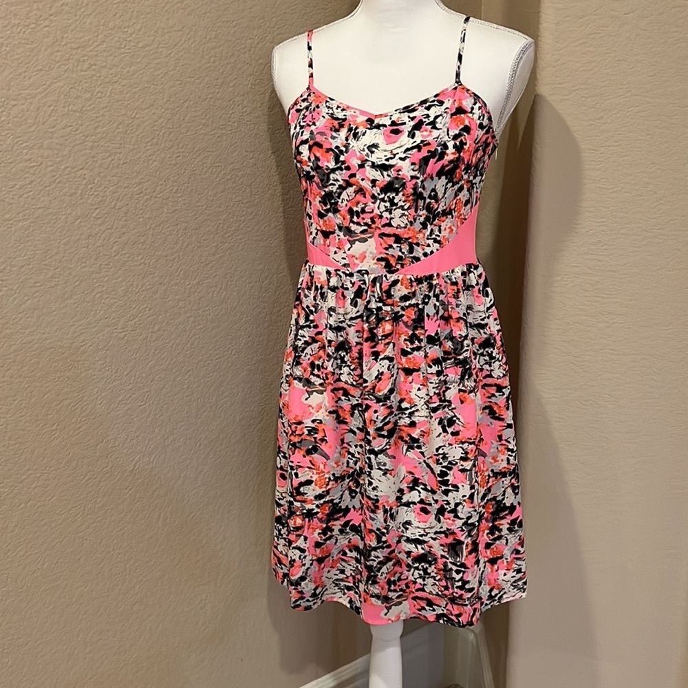 Aqua Neon Abstract Print Sleeveless Mini Dress